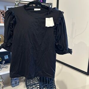 Sandro black flutter sleeve tshirt.
